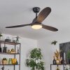 Mosstena Deckenventilator mit Beleuchtung LED Holz dunkel, Schwarz, 1-flammig, Fernbedienung