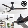 Mosstena Deckenventilator Holz dunkel, Schwarz, Fernbedienung