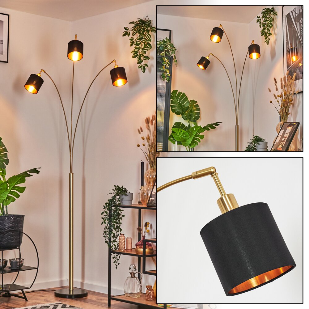 Alsen Stehleuchte Messing, Schwarz, 3-flammig main product photo