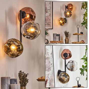 Ripoll Wandleuchte Glas 15 cm Chrom, Gold, Klar, Kupferfarben, Rauchfarben, 3-flammig Ripoll Wandleuchte Glas 15 cm Chrom, Gold, Klar, Kupferfarben, Rauchfarben, 3-flammig
