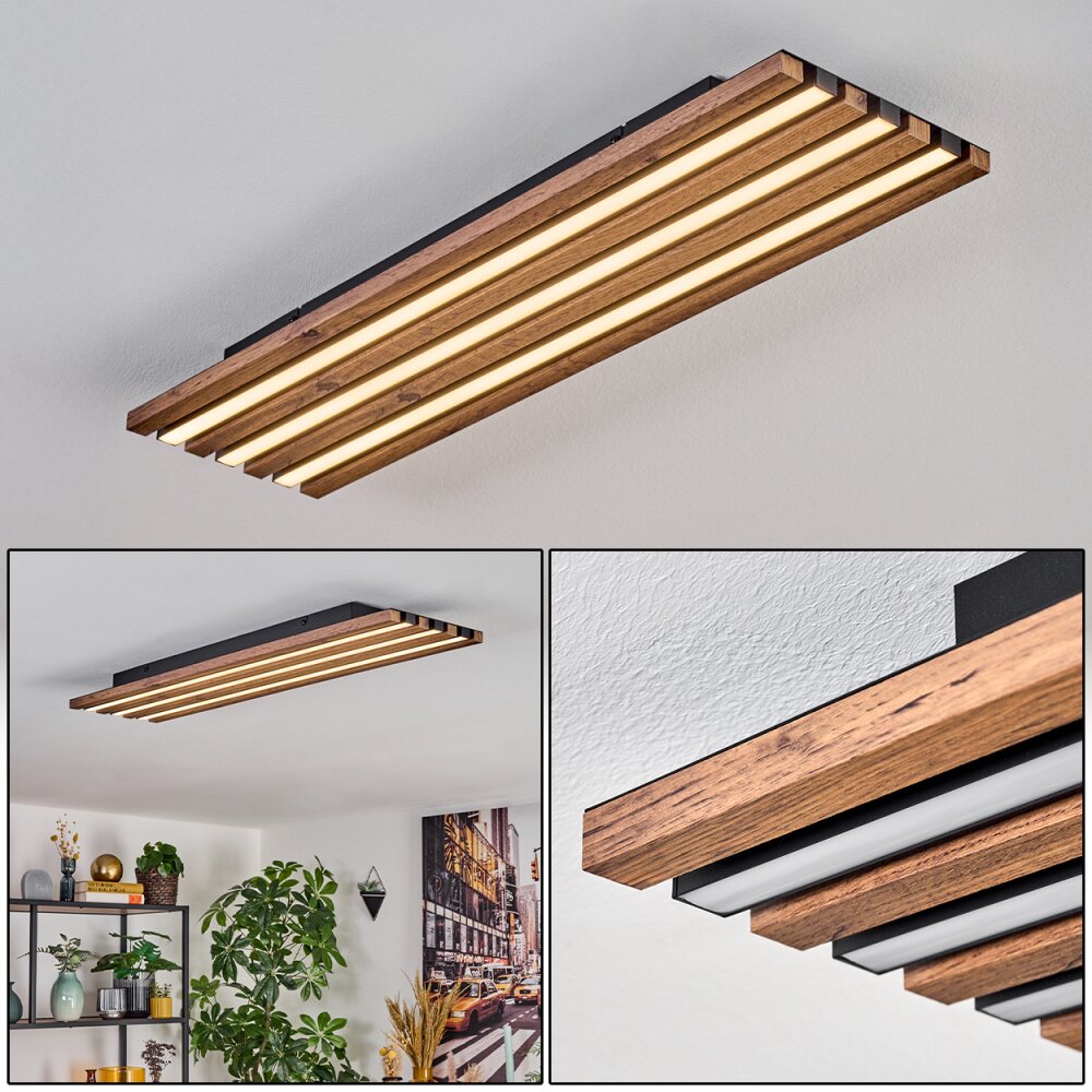 Tandragee Deckenleuchte LED Holzoptik, Schwarz, 1-flammig main product photo