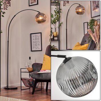 Ripoll Bogenstehlampe Glas 25 cm Schwarz, 1-flammig