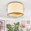 Chellas Deckenleuchte Glas 40 cm Naturfarben, Schwarz, 1-flammig