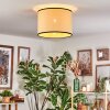 Chellas Deckenleuchte Glas 40 cm Naturfarben, Schwarz, 1-flammig