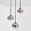 Ripoll Hängeleuchte Glas 15 cm Chrom, Klar, Rauchfarben, 3-flammig