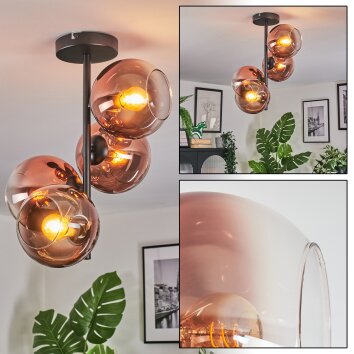 Koyoto Deckenleuchte Glas 15 cm Klar, Kupferfarben, 4-flammig