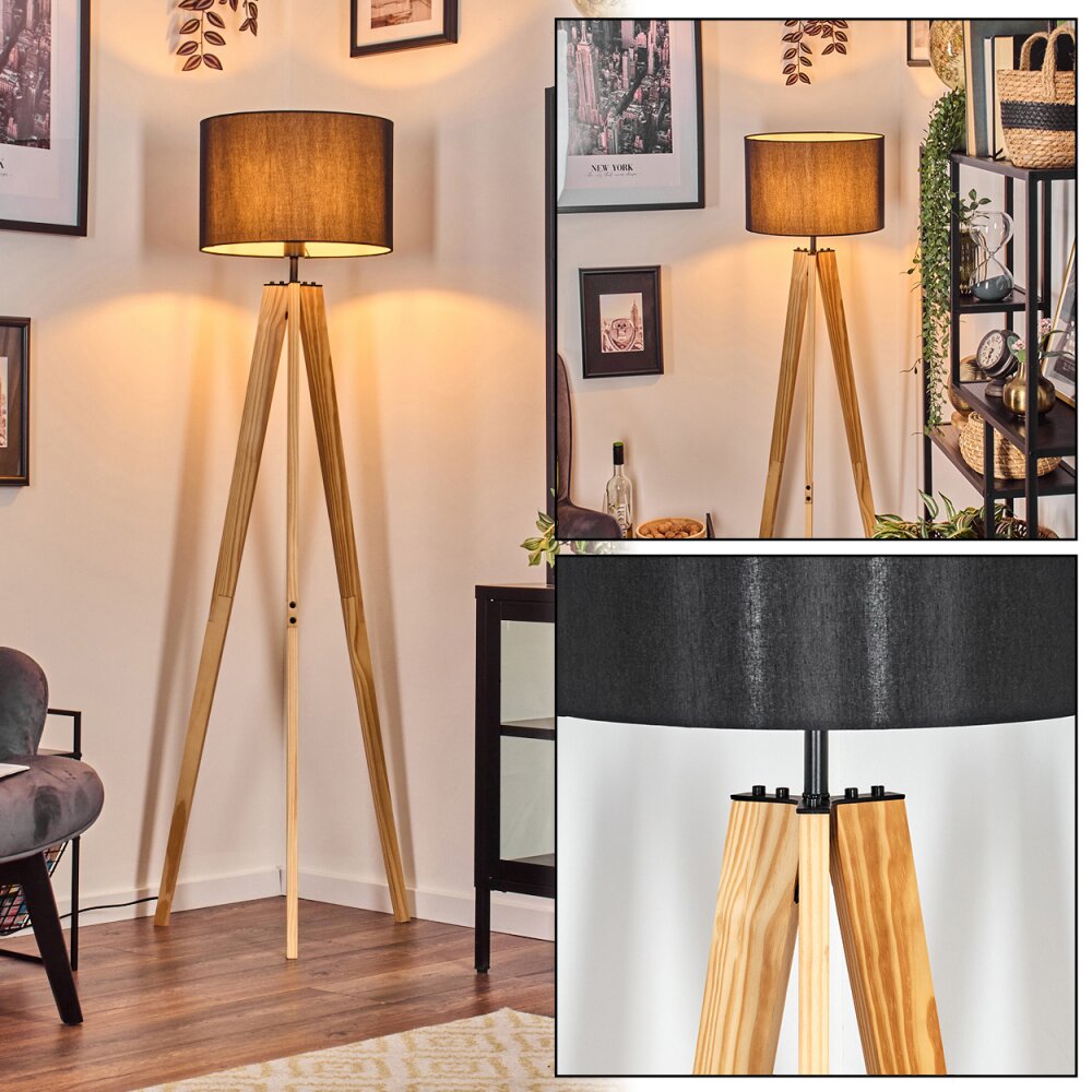 Soungou Stehleuchte 38 cm Naturfarben, Schwarz, 1-flammig main product photo