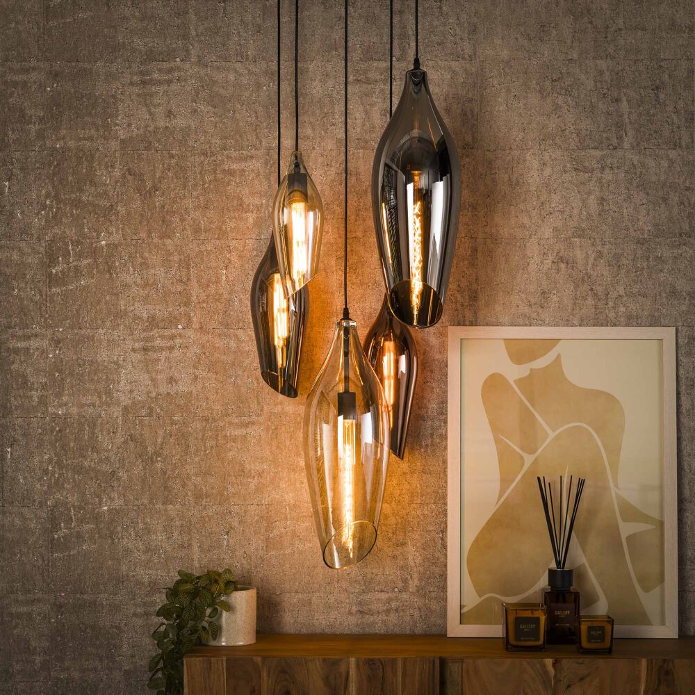 Cocoon Pendelleuchte Schwarz, 5-flammig main product photo