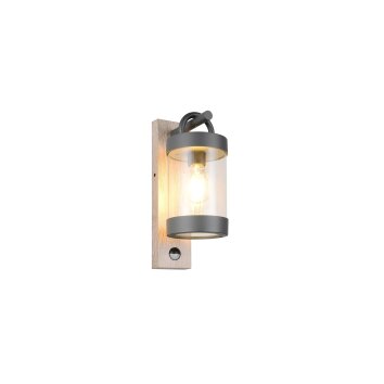 Trio Sambesi Wandleuchte Holz hell, 1-flammig, Bewegungsmelder
