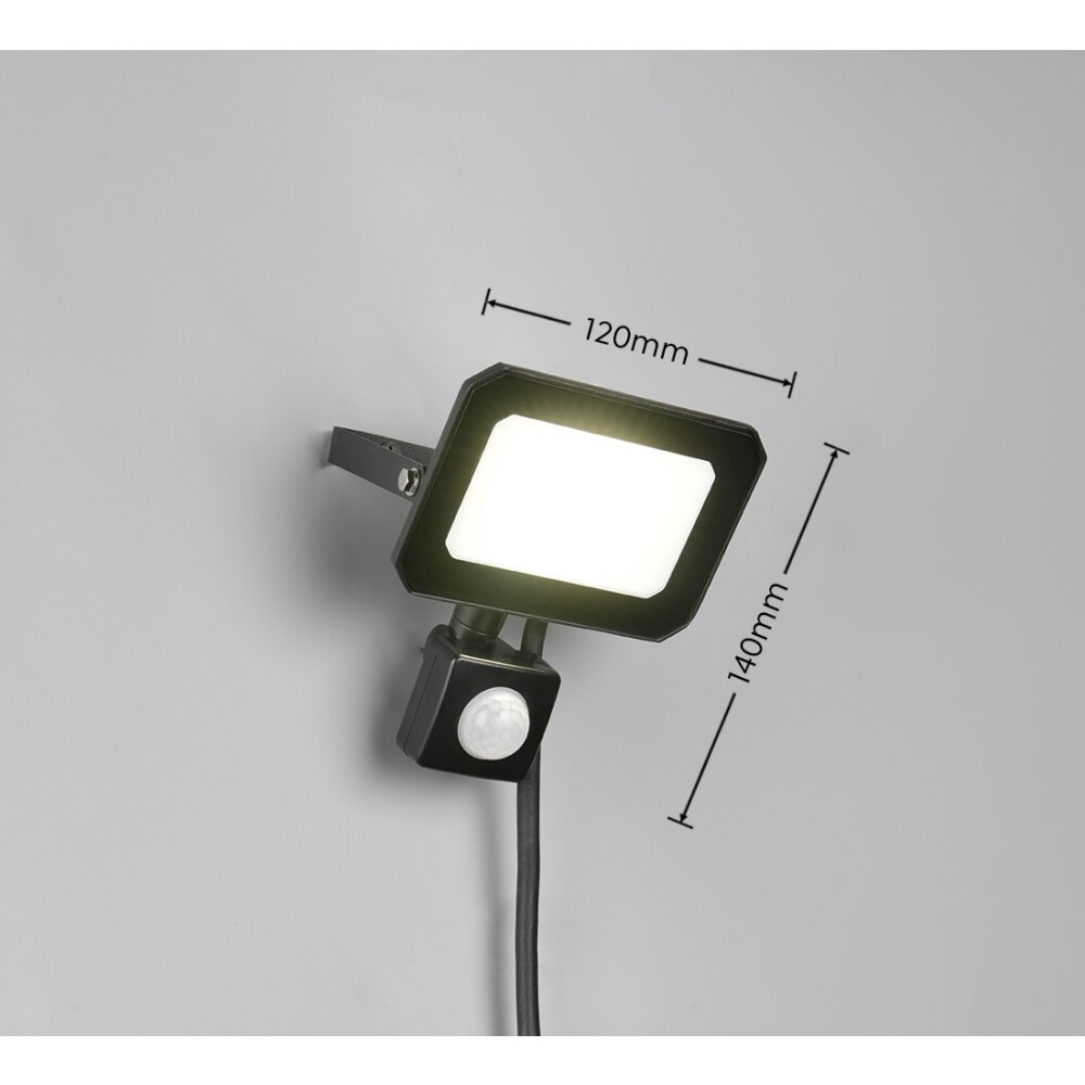 Reality FUNCHAL Wandleuchte LED Schwarz, 1-flammig, Bewegungsmelder