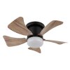 Globo Hines Deckenventilator LED Naturfarben, Schwarz, 1-flammig, Fernbedienung