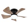 Globo Hines Deckenventilator LED Naturfarben, Schwarz, 1-flammig, Fernbedienung