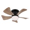 Globo Hines Deckenventilator LED Naturfarben, Schwarz, 1-flammig, Fernbedienung