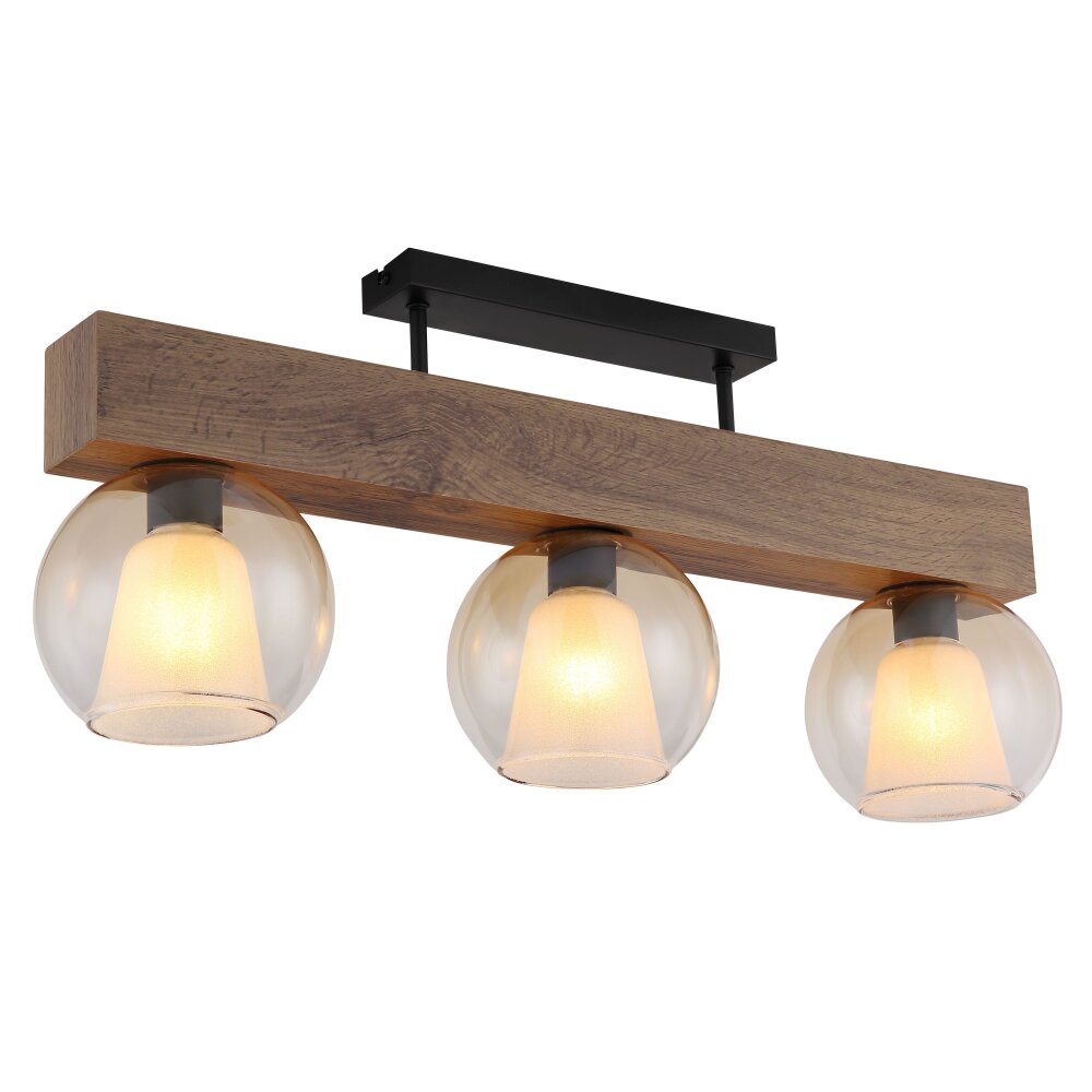Globo Barry I Deckenleuchte Naturfarben, Schwarz, 3-flammig main product photo