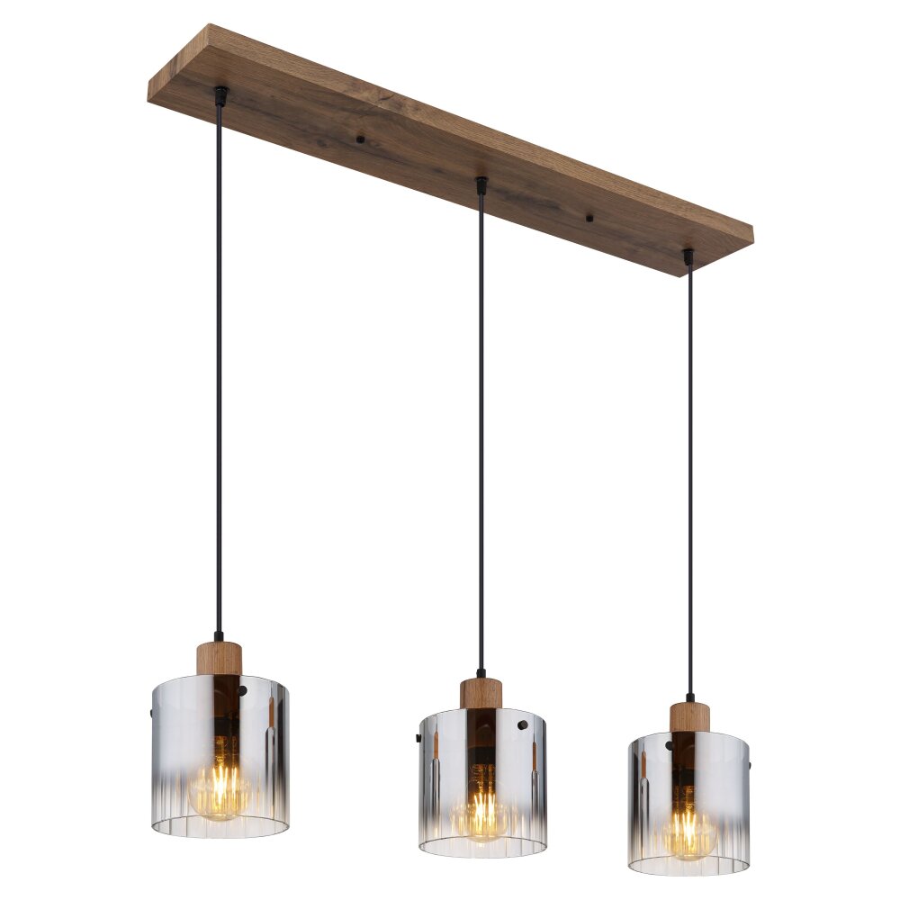 Globo Underwood Hängeleuchte Holz dunkel, Naturfarben, 3-flammig main product photo
