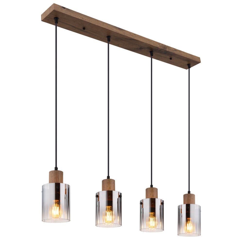 Globo Underwood Hängeleuchte Holz dunkel, Naturfarben, 4-flammig main product photo