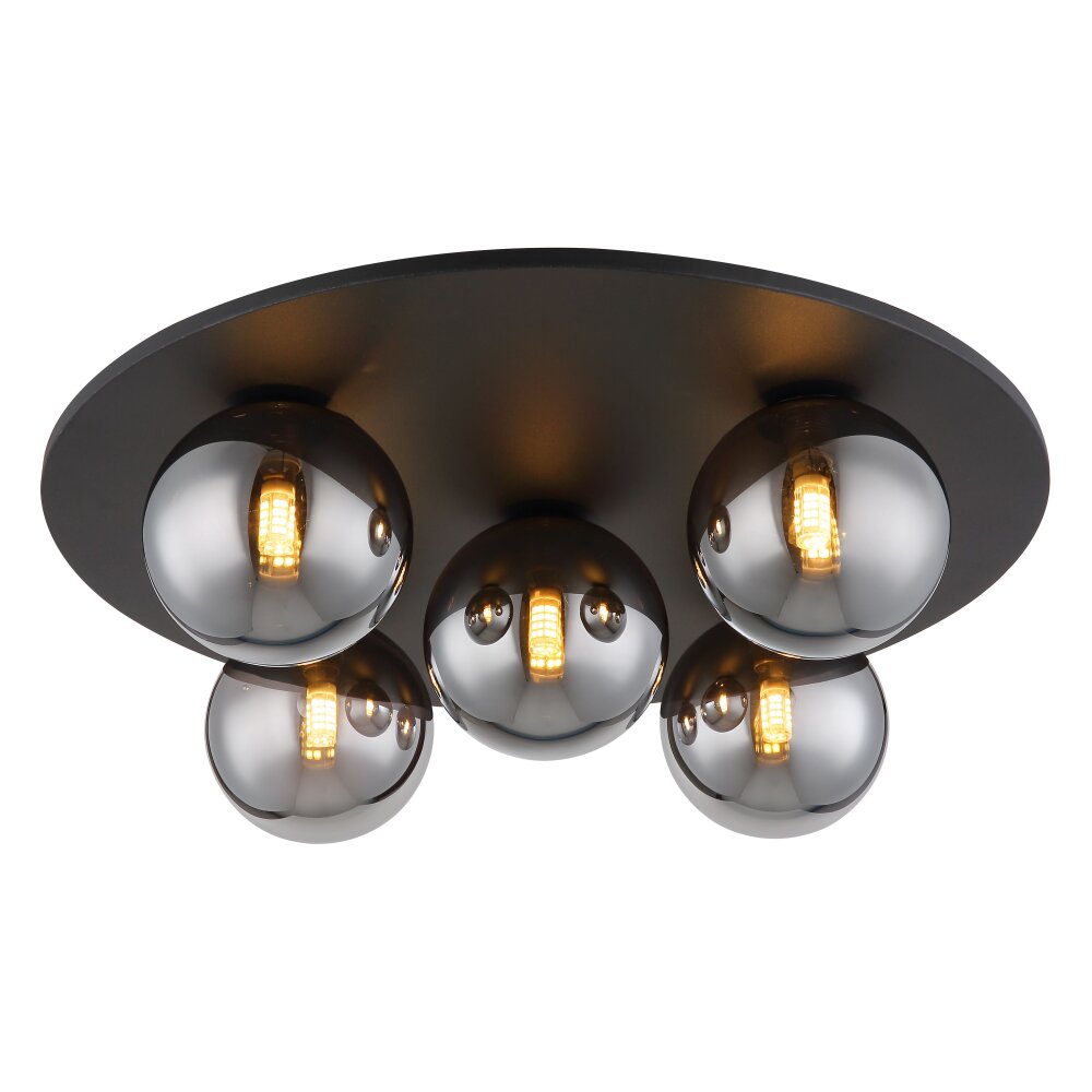 Globo Riha Deckenleuchte Schwarz, 5-flammig main product photo