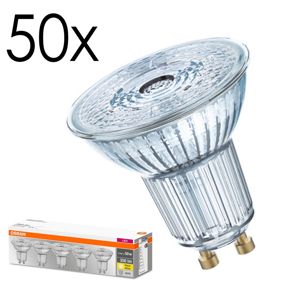 LED GU10 50er Set 4,3 Watt 2700 Kelvin 350 Lumen main product photo