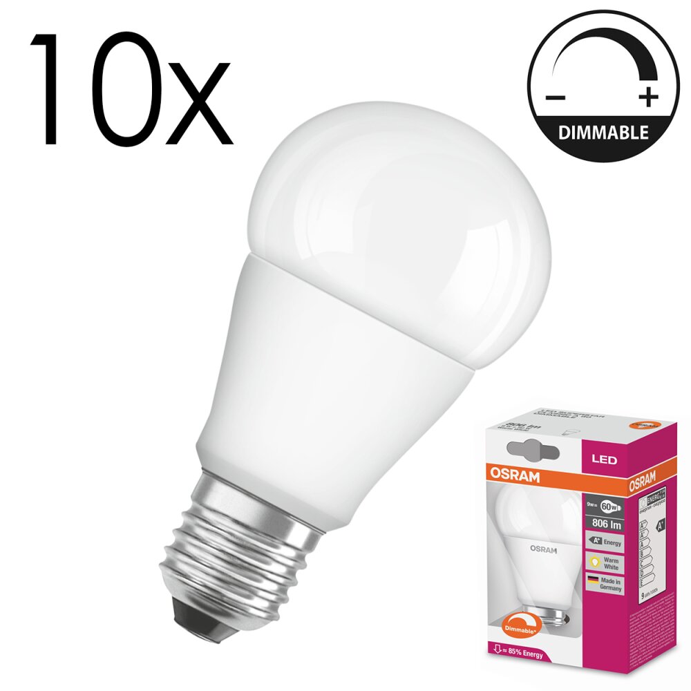 LED E27 10er Set 9 Watt 2700 Kelvin 806 Lumen main product photo
