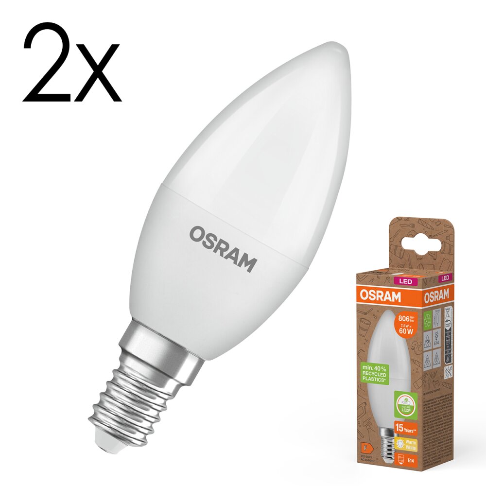 LED E14 2er Set 7,5 Watt 2700 Kelvin 806 Lumen main product photo