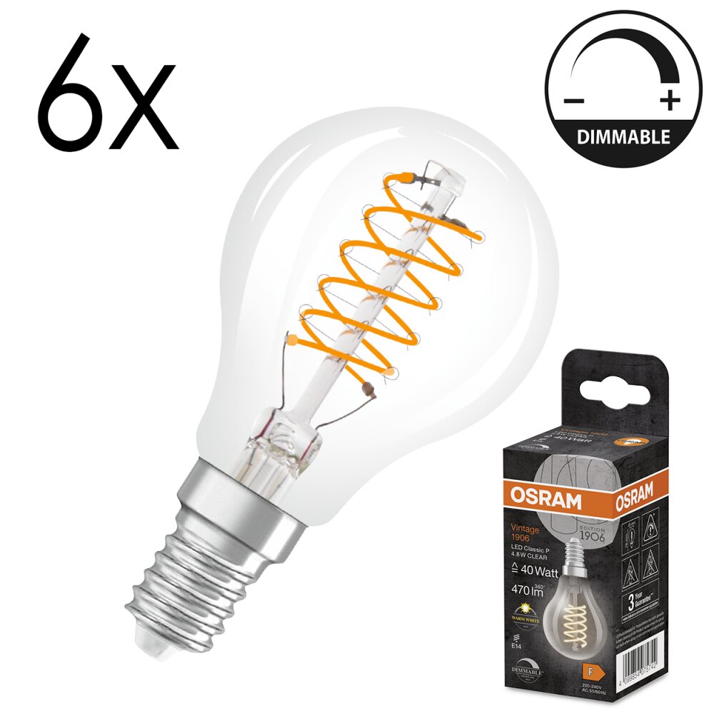 LED E14 6er Set 4,8 Watt 2700 Kelvin 470 Lumen main product photo