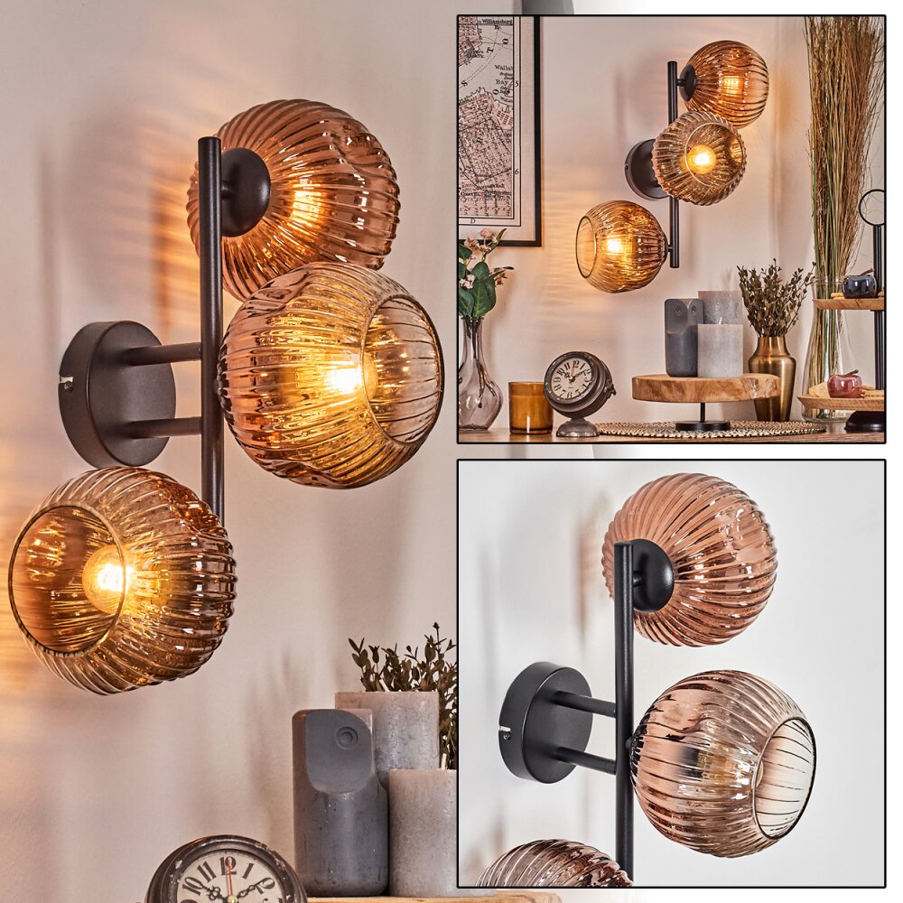 Ripoll Wandleuchte Glas 15 cm Klar, Kupferfarben, 3-flammig main product photo