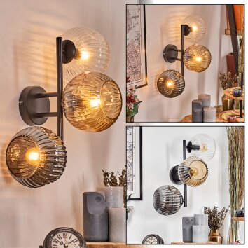 Ripoll Wandleuchte Glas 15 cm Bernsteinfarben, Klar, Rauchfarben, 3-flammig