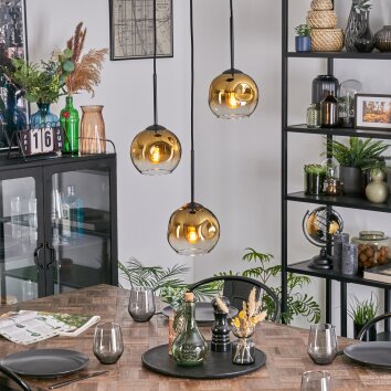 Ripoll Hängeleuchte Glas 15 cm Gold, Klar, 3-flammig