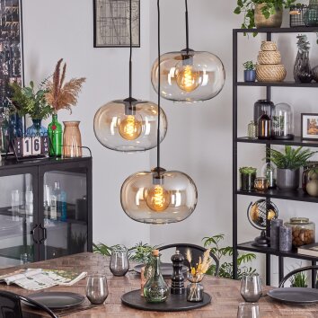 Apedo Hängeleuchte Glas 30 cm Bernsteinfarben, Klar, 3-flammig