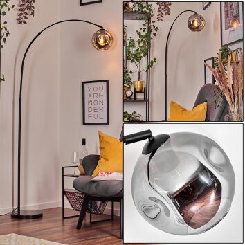 Ripoll Bogenstehlampe Glas 20 cm Schwarz, 1-flammig