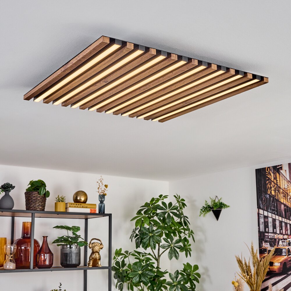 Tandragee Deckenpanel LED Holzoptik, Schwarz, 1-flammig, Fernbedienung