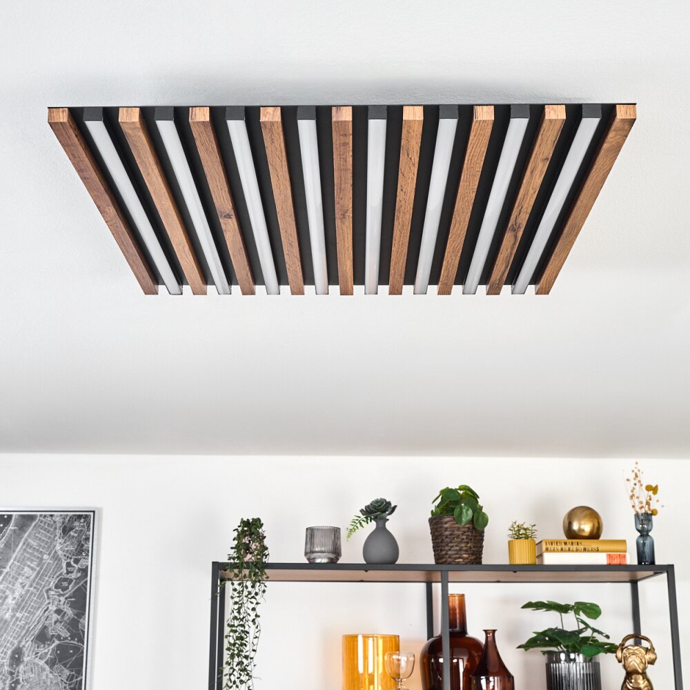 Tandragee Deckenpanel LED Holzoptik, Schwarz, 1-flammig, Fernbedienung