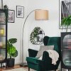Soungou Bogenlampe 38 cm Nickel-Matt, Schwarz, 1-flammig, Stoffschirm
