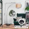 Soungou Bogenlampe 38 cm Nickel-Matt, Schwarz, 1-flammig, Stoffschirm