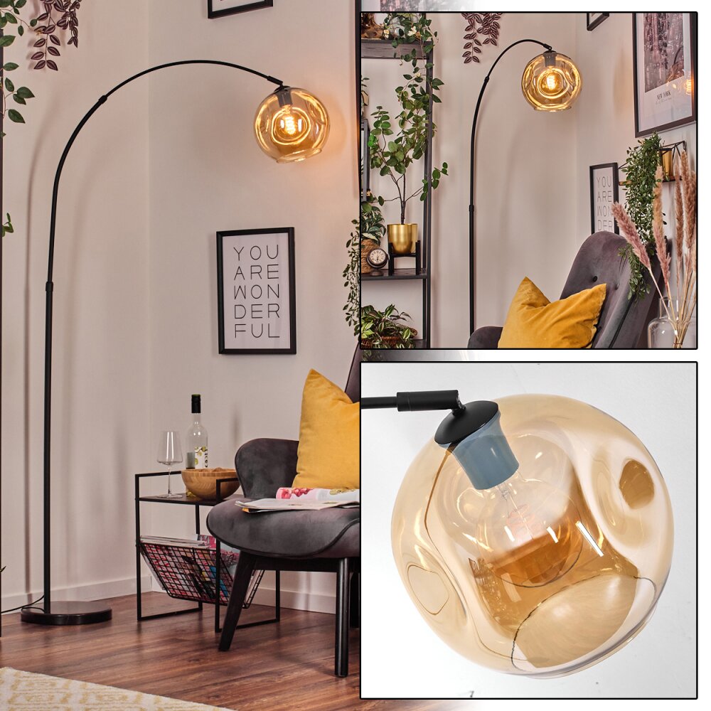 Ripoll Stehleuchte Glas 25 cm Schwarz, 1-flammig main product photo