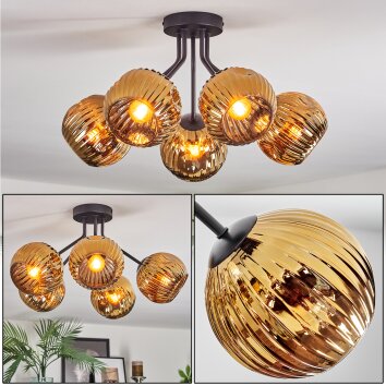Ripoll Deckenleuchte Glas 15 cm Gold, 5-flammig