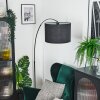 Bassagoda Bogenleuchte 40 cm Chrom, Schwarz, 1-flammig, Stoff-Lampenschirm