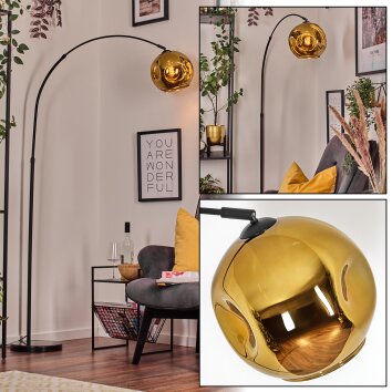 Ripoll Bogenleuchte Glas 25 cm Schwarz, 1-flammig