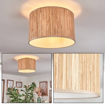 Bongal Deckenleuchte Glas 35 cm beige, Naturfarben, 1-flammig