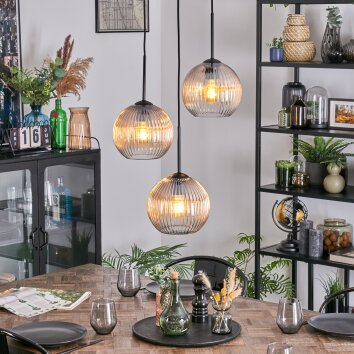 Koyoto Hängeleuchte Glas 20 cm Bernsteinfarben, Klar, 3-flammig