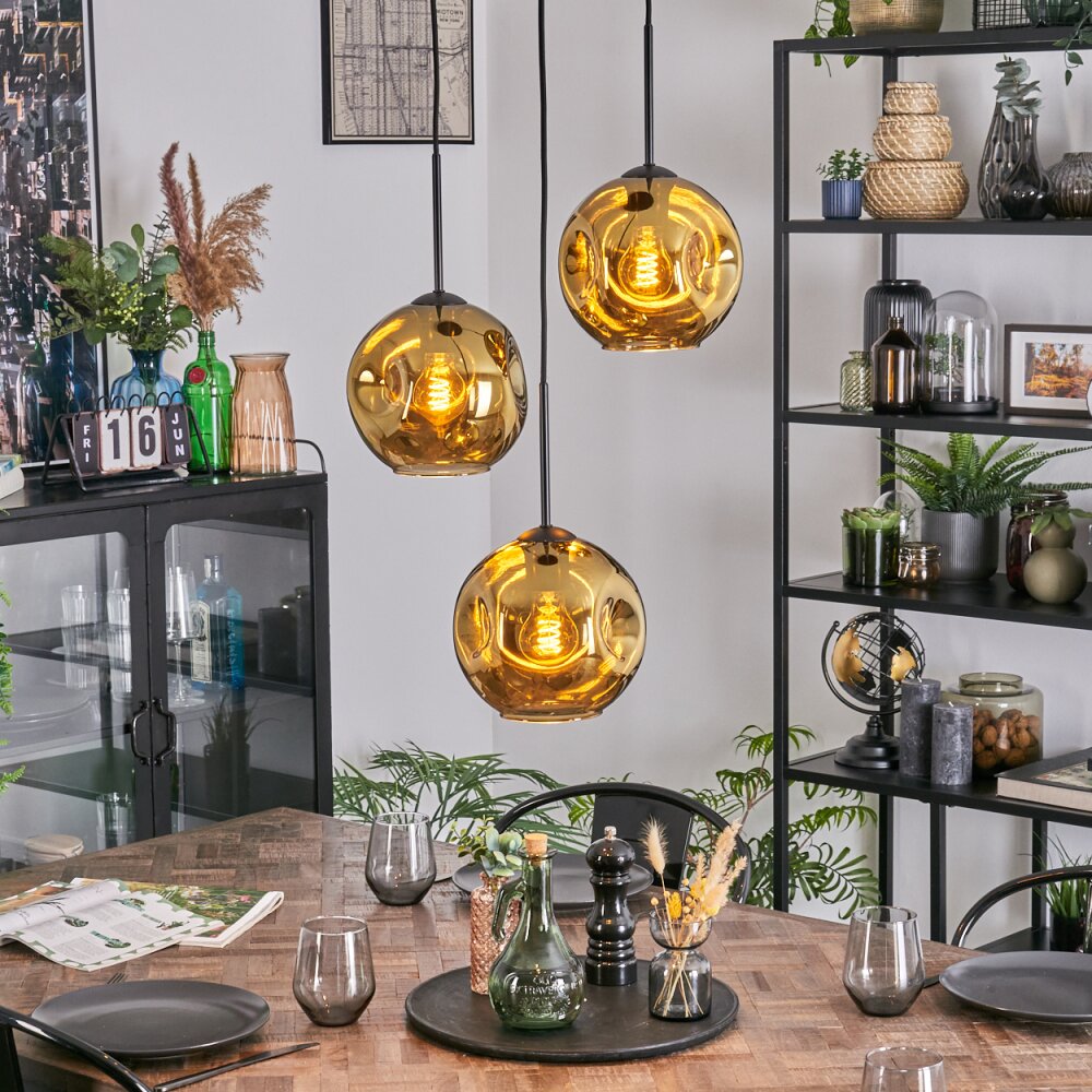 Ripoll Hängeleuchte Glas 20 cm Gold, 3-flammig main product photo