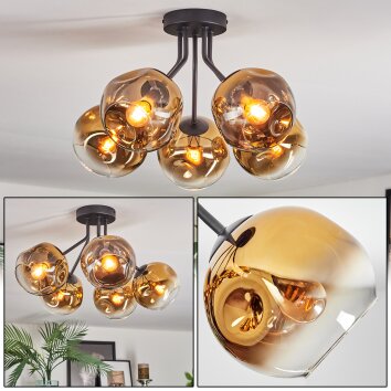 Ripoll Deckenleuchte Glas 15 cm Gold, Klar, 5-flammig
