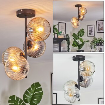 Ripoll Deckenleuchte Glas 15 cm Bernsteinfarben, Klar, Rauchfarben, 4-flammig