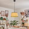 Chellas Hängeleuchte 45 cm Naturfarben, Schwarz, 1-flammig