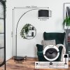 Bassagoda Bogenlampe 35 cm Chrom, Schwarz, 1-flammig, Stoff-Lampenschirm