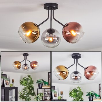 Koyoto Deckenleuchte Glas 15 cm Gold, Klar, Kupferfarben, Rauchfarben, 3-flammig