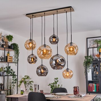 Ripoll Hängeleuchte Glas 20 cm, 25 cm, 30 cm Naturfarben, Schwarz, 8-flammig