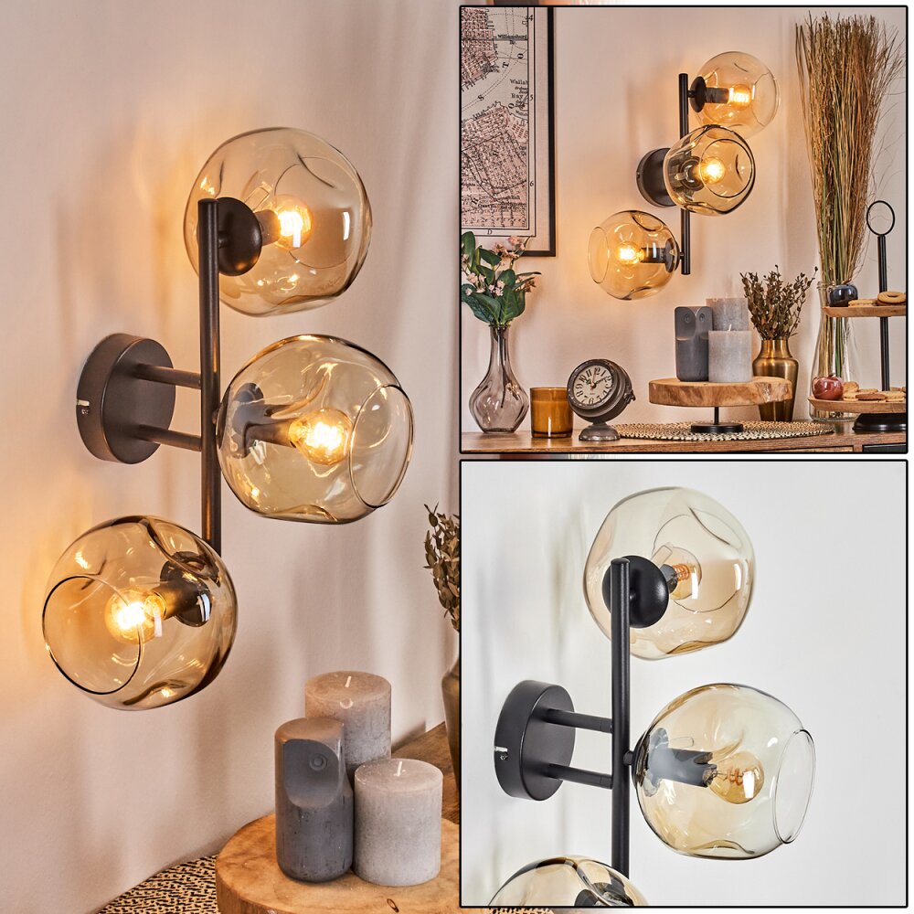 Ripoll Wandleuchte Glas 15 cm Bernsteinfarben, Klar, 3-flammig main product photo