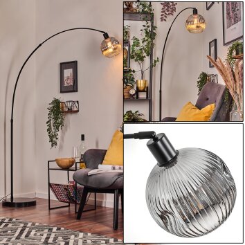 Ripoll Bogenlampe Glas 20 cm Schwarz, 1-flammig