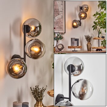 Gastor Wandleuchte Glas 15 cm Chrom, Klar, Rauchfarben, 3-flammig